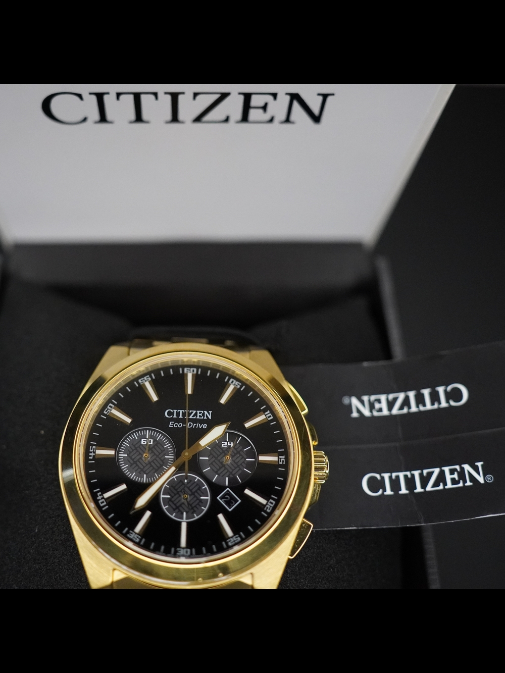 Citizen Eco-Drive Peyton CA4512-50E Gold Tone Chronograph Sapphire Watch
